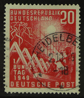 1949 20pf Carmine-red Parliament PLATE FLAW Position 10, Michel 112 VII, Cds Used. - Sonstige & Ohne Zuordnung