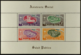 1950 AIR National Hospital Fund Miniature Sheet (as Scott C180a) With Sage Green Colour (on The 1q Stamp) PRINTED DOUBLE - Guatemala