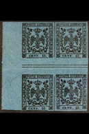 MODENA 1852 40c Black On Deep Blue With Point After Figures Of Value (SG 12, Sassone 10), Fine Mint Marginal GUTTER BLOC - Non Classificati