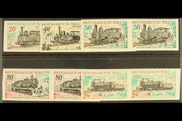 1970 LOCOMOTIVES Set, Yvert 142/46, IMPERF PAIRS, Never Hinged Mint. (5 Pairs) - Mali (1959-...)