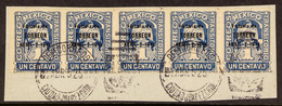 1914 1c Deep Blue Victory Of Torreon Overprint (Scott 362, SG CT10), Used Horizontal Strip Of Five On Piece Tied By 'Ciu - Mexiko