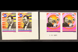1971 LOUIS ARMSTRONG Air Set, Yv 168/69, Perf Pairs, Never Hinged Mint. (4) - Other & Unclassified