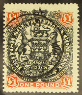 1897 Â£1 Black And Red-brown On Green Arms, SG 73, Fine Central Cds Used. Cat. Â£225. - Sonstige & Ohne Zuordnung