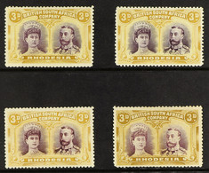 1910-13 DOUBLE HEADS 3d Perf. 14 Shades In Purple And Ochre, Purple And Yellow-ochre, Magenta And Yellow-ochre, And Viol - Sonstige & Ohne Zuordnung