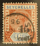 1893 15c On 16c (Die II), Surcharge Double, SG 19b, Fine 1895 Cds Used. Cat. Â£750. - Seychellen (...-1976)