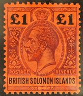 1914 Â£1 Purple And Black On Red, SG 38, Fine Mint. Cat. Â£250. - Isole Salomone (...-1978)