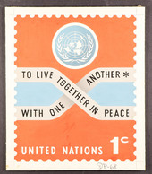 NEW YORK OFFICES HAND-PAINTED ESSAY 1962 Artist's Drawing For T.he Proposed 1c Definitive - Peace Issue (Scott 104) On C - Autres & Non Classés