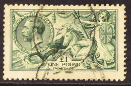 1913 Â£1 Dull Blue-green Seahorse, SG 404, With Oval Registered Cancels, Cat. Â£1600. - Non Classificati