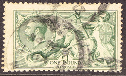 1913 Â£1 Dull Blue-green Seahorse, SG 404, Used, Couple Of Shorter Perfs At Top, Reperforated At Foot. Cat Â£1600. - Non Classificati