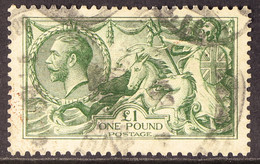 1913 Â£1 Green Seahorse, SG 403, With Rubber Oval Registered Cancels. Cat. Â£1400. - Non Classificati