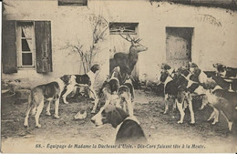 REGION RAMBOUILLET EQUIPAGE DE MADAME LA DUCHESSE D'UZES DIX CORS FAISANT TETE A LA MEUTE CHASSE CHIENS CERF PORT OFFERT - Ile-de-France