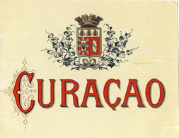 Rare Et Belle étiquette CURAÇAO Sans Mention D'imprimeur Dorée Et Glacée 8,7 X11,5 Cm - Alcohols & Spirits