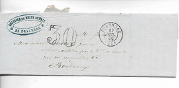 PODENSAC Gironde CAD Type 15 Du 17.7.1856 + Taxe Tampon 30 - 1849-1876: Classic Period