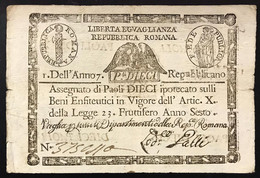 1à Repubblica Romana Assegnati 1798 10 Paoli ( Quadrato ) Dell'anno 7  Q.spl Lotto.1523 - Andere & Zonder Classificatie