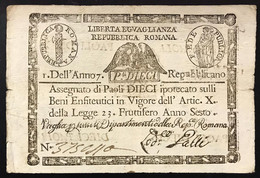 1à Repubblica Romana Assegnati 1798 10 Paoli ( Quadrato ) Dell'anno 7  Q.spl Lotto.1523 - Other & Unclassified