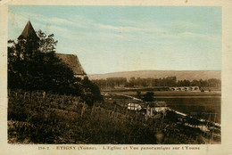 étigny * L'église Du Village Et Vue Panoramique Sur L'yonne * Village - Sonstige & Ohne Zuordnung