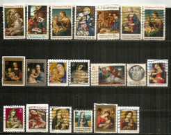 "LA VIERGE ET L'ENFANT". NOËL. Beau Lot De 20 Timbres Tous Differents,ETATS-UNIS, Oblitérés, Bonne Qualité. Lot # 1 - Vrac (max 999 Timbres)