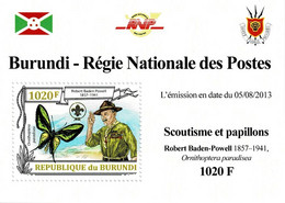 BURUNDI 2013 Mi 3153A PARADISE BIRDWING BUTTERFLY & SCOUTING MINT MINIATURE SHEET ** - Blocs-feuillets