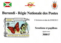 BURUNDI 2013 Mi 3155B ORANGE ALBATROSS BUTTERFLY & SCOUTING MINT IMPERFORATED MINIATURE SHEET ** - Blokken & Velletjes