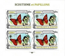 BURUNDI 2013 Mi 3155A KLB ORANGE ALBATROSS BUTTERFLY & SCOUTING MINT MINIATURE SHEET ** - Blocks & Sheetlets