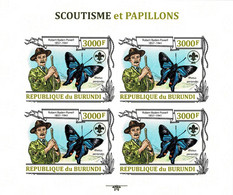 BURUNDI 2013 Mi 3156B KLB PERIANDER METALMARK BUTTERFLY & SCOUTING MINT IMPERFORATED MINIATURE SHEET ** - Blocks & Sheetlets