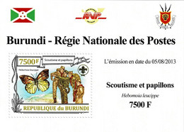 BURUNDI 2013 Mi 3157A HEBOMOIA LEUCIPPE BUTTERFLY & SCOUTING MINT MINIATURE SHEET ** - Blocks & Kleinbögen