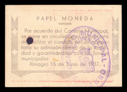 España Billete Local Guerra Civil Almagro Ciudad Real 25 Céntimos 1937 EBC+ XF+ - Altri & Non Classificati