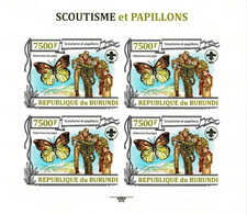 BURUNDI 2013 Mi 3157B KLB HEBOMOIA LEUCIPPE BUTTERFLY & SCOUTING MINT IMPERFORATED MINIATURE SHEET ** - Blocs-feuillets