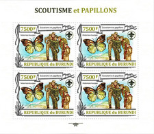 BURUNDI 2013 Mi 3157A KLB HEBOMOIA LEUCIPPE BUTTERFLY & SCOUTING MINT MINIATURE SHEET ** - Blocchi & Foglietti