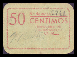 España Billete Local Guerra Civil Bañeres Alicante 50 Céntimos 1937 BC F - Autres & Non Classés