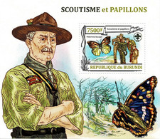 BURUNDI 2013 Mi BL 355A BUTTERFLIES & SCOUTING MINT MINIATURE SHEET ** - Hojas Y Bloques