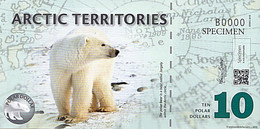 Territories Arctic 10 Polar Dollar 2010 UNC Polymer SECIMEN - Fictifs & Spécimens