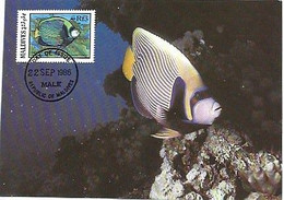 Maldives & Maximum Card, WWF, Emperor Angelfish, Pomacanthus Imperator, Male 1986 (9819) - Maldivas