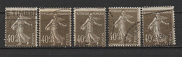 5 Timbres Type SEMEUSE CAMEE N° 193 Piquage Décalé - Usados