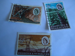 RHODESIA  NYASALAND  USED STAMPS 3 LOT - Rhodesia & Nyasaland (1954-1963)