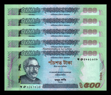 Bangladesh Lot 5 Banknotes 500 Taka 2022 Pick 58 New SC UNC - Bangladesh