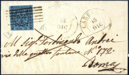 Cover 1852, 40 C. Celeste, Lettera Da Carrara Il 13.12 Per Roma, Certificato Enzo Diena, Sass. 5 / 25000,- - Modena