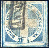 O 1860, 1/2 T. Azzurro Con Ampi Margini Regolari Ma Con Piccolo Assottigliamento, Aspetto Molto Bello (Sass. 16, € 6.500 - Naples