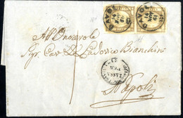 Cover 1861, Lettera Completa Del Testo Del 14.11.1861 Da Davoli Per Napoli, Affrancata Con Una Coppia Verticale Del 1/2  - Napels