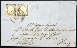 Cover 1862, Lettera Del 12.8.1862 Da Lucera A Firenze, Affrancata Con Due Esemplari Dell'un Grana Grigio Scuro, Entrambi - Nápoles