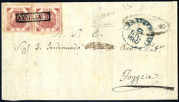 Cover "Viesti", Lettera Del 12.6.1860 Per Foggia Affrancata Con Due Esemplari 2 Gr. Carminio, III Tavola, Francobolli An - Napels