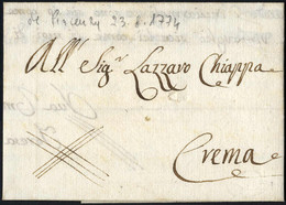 Cover 1774, Lettera Da Piacenza Il 23.8.per Crema Con Triplice Croce Di Sant'Andrea - Parme