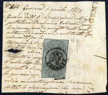 Piece 1852, Frammento Di Lettera Spedita Da Ferrara Il 9.3 Affrancato Con ½ B. Grigio In Coppia Verticale Tete-beche, Fi - Papal States