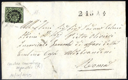 Cover 1859, Lettera Da Frascati Il 14.9 Per Roma Affrancata Con 2 B. Verde Oliva,con Timbro Del Sevizio Postale Privato  - Papal States