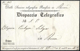 Cover 1858, Busta Per Dispaccio Telegrafico Da Roma Il 28.10 Per Città - Papal States