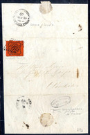 Cover "Anzio", (Dist. Punti R2) Sul Verso Di Lettera Del 11.6.1869 Per Civitavecchia Affrancata Con 10 C. Arancio Vermig - Kerkelijke Staten