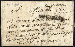 Cover 1696, Lettera Da DE GENEVE Il 22.7 Per Languidoc, Primi Bolli Di Partenza, Tassata 12 Sols - Sardinië