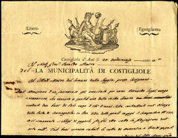 Cover 1801, Lettera Completa Del Testo Della Municipalità Di Costiglione (in Parte Prestampata) Del 20 Vendemiaire 10 In - Sardinië