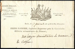 Cover 1801, NAZIONE PIEMONTESE: Lettera Dell' ARMÉE D'ITALIE, DIVISION DU PIÉMONT Del 27. Prairial 9 (16.6.1801) Da Tori - Sardinië