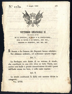 Cover 1850-1, Ordinanza Del 6.5.1850 Di Vittorio Emanuele II Rispetto Alla Costruzione Di Strade E Una "lettera Di Porto - Sardinië